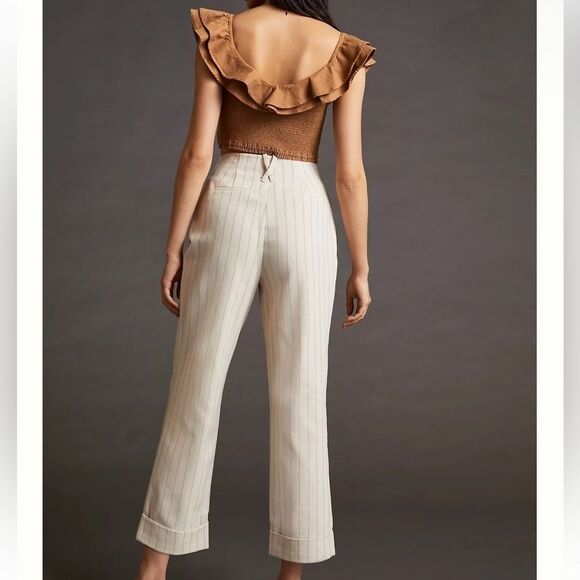 NWOT Anthropologie Significant Other Emery Cotton Blend Stripes Pleated Pants - Picture 3 of 13